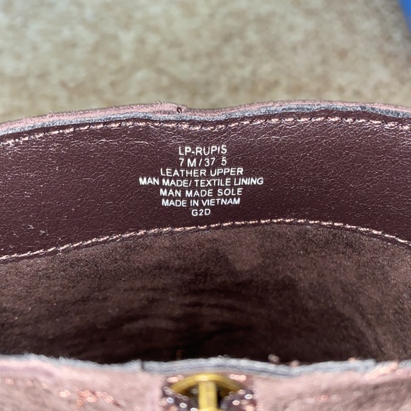 Lucky Brand Dark Brown Suede Boots whipstitch and Bronze Studs Size 7 - Picture 4 of 4